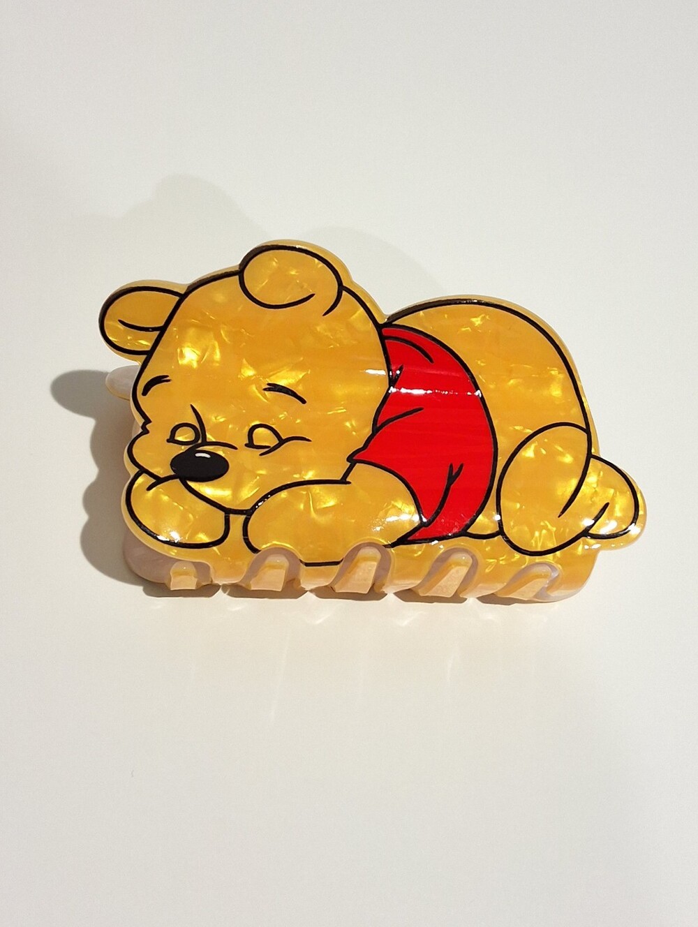 Winnie The Pooh Hair Claw Clip Sleeping Pooh Bear Yellow Acrylic, NEW